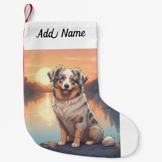 Australian Shepherd Dog スモールクリスマスストッキング (正面)