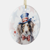 Australian shepherd Dog, 4th of july Personalized セラミックオーナメント (右)