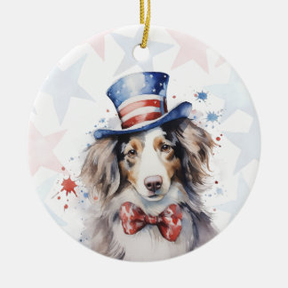 Australian shepherd Dog, 4th of july Personalized セラミックオーナメント