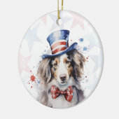 Australian shepherd Dog, 4th of july Personalized セラミックオーナメント (左)