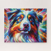 Australian Shepherd Dog Acrylic Art Print ジグソーパズル (横)