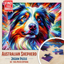 Australian Shepherd Dog Acrylic Art Print ジグソーパズル