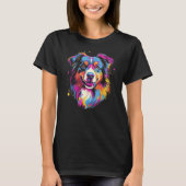 Australian Shepherd Dog Border Collie Graffiti Art Tシャツ (正面)