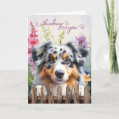 Australian Shepherd Dog Fence Thinking of You カード (正面)