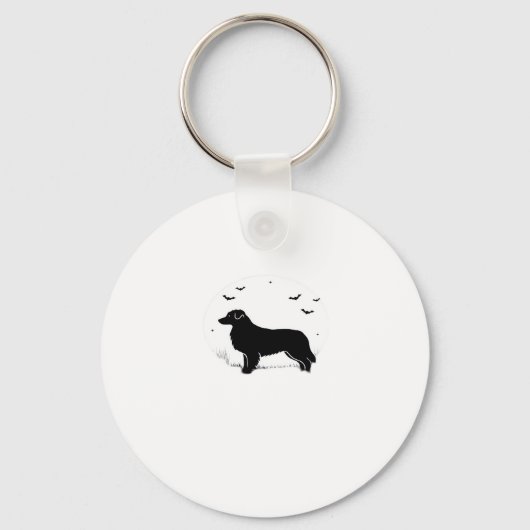 Australian Shepherd Dog � Halloween Moon Silhouett キーホルダー (正面)