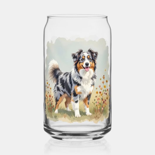 Australian Shepherd Dog Merle Long Tail ガラス缶 (裏面)