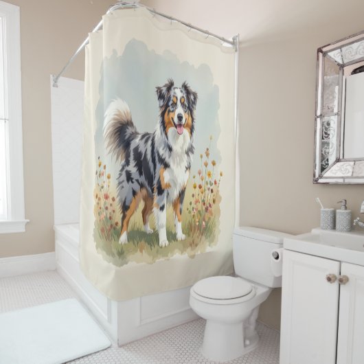 Australian Shepherd Dog Merle Long Tail シャワーカーテン (インサイチュ)