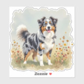 Australian Shepherd Dog Merle Long Tail シール (シート)