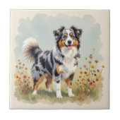 Australian Shepherd Dog Merle Long Tail タイル (正面)