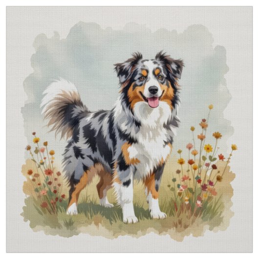 Australian Shepherd Dog Merle Long Tail ファブリック (見本)