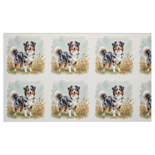 Australian Shepherd Dog Merle Long Tail ファブリック (ファットクウォーター)
