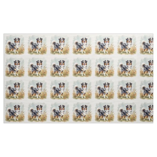 Australian Shepherd Dog Merle Long Tail ファブリック (ヤード)