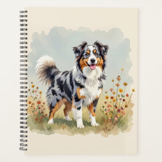Australian Shepherd Dog Merle Long Tail プランナー手帳 (正面)