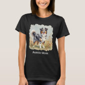 Australian Shepherd Dog Merle Long Tail Aussie Mom Tシャツ (正面)