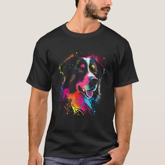 Australian Shepherd Dog Painting Watercolor Paint  Tシャツ (正面)