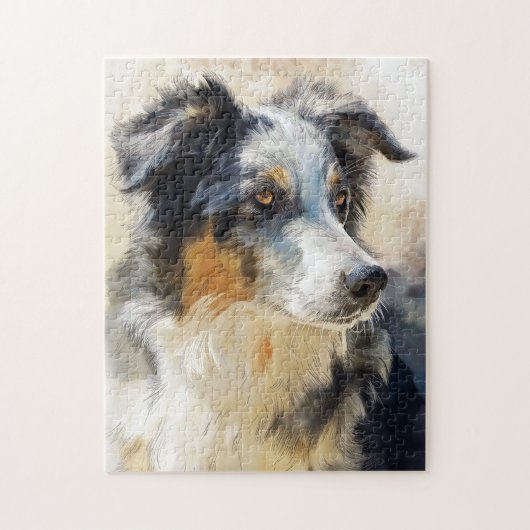 Australian shepherd dog portrait ジグソーパズル (縦)