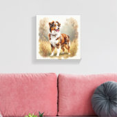 Australian Shepherd Dog Red Merle Aussie キャンバスプリント (インサイチュ (リビング))