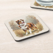 Australian Shepherd Dog Red Merle Aussie コースター (左側)