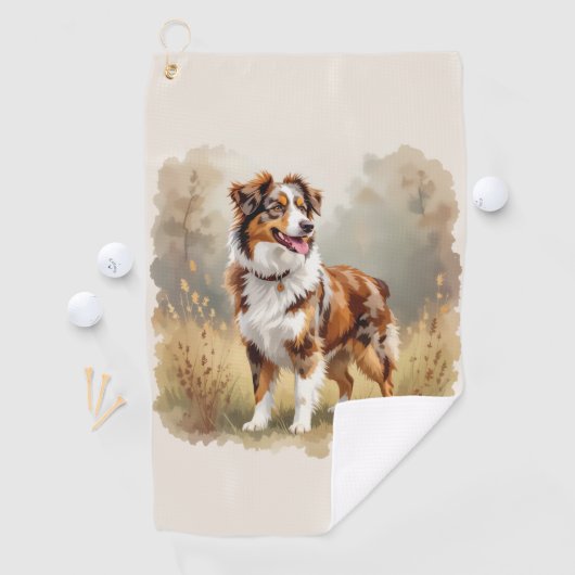 Australian Shepherd Dog Red Merle Aussie ゴルフタオル (インサイチュ)