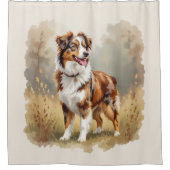 Australian Shepherd Dog Red Merle Aussie シャワーカーテン (正面)