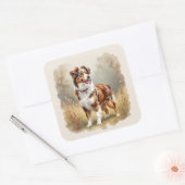 Australian Shepherd Dog Red Merle Aussie スクエアシール (封筒)
