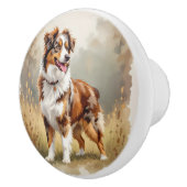 Australian Shepherd Dog Red Merle Aussie セラミックノブ (右)