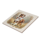 Australian Shepherd Dog Red Merle Aussie タイル (側面)