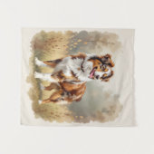 Australian Shepherd Dog Red Merle Aussie タペストリー (正面(横))