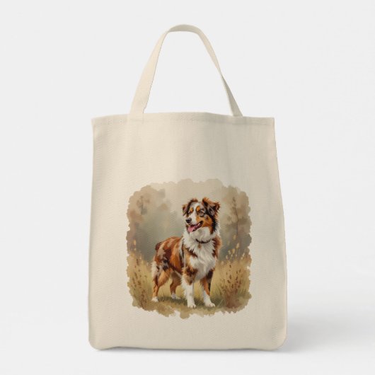 Australian Shepherd Dog Red Merle Aussie トートバッグ (裏面)