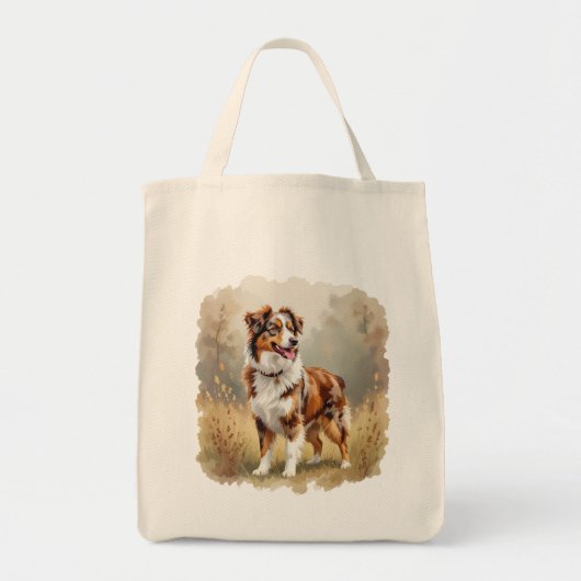 Australian Shepherd Dog Red Merle Aussie トートバッグ (正面)