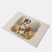 Australian Shepherd Dog Red Merle Aussie ドアマット (アングル)