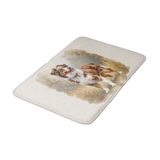 Australian Shepherd Dog Red Merle Aussie バスマット (アングル)