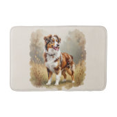 Australian Shepherd Dog Red Merle Aussie バスマット (正面)