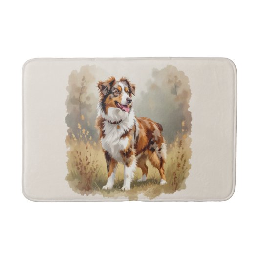 Australian Shepherd Dog Red Merle Aussie バスマット (正面)