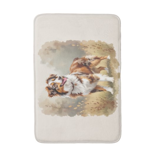 Australian Shepherd Dog Red Merle Aussie バスマット (正面縦)