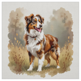 Australian Shepherd Dog Red Merle Aussie ファブリック