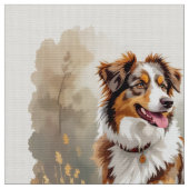 Australian Shepherd Dog Red Merle Aussie ファブリック (クローズアップ)