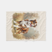 Australian Shepherd Dog Red Merle Aussie フリースブランケット (正面(横))