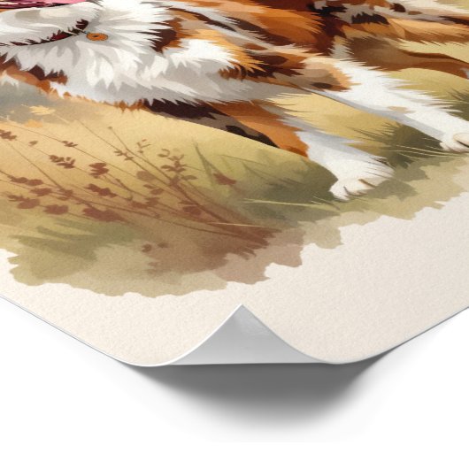 Australian Shepherd Dog Red Merle Aussie ポスター (角)