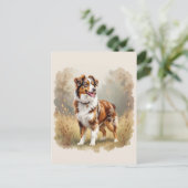 Australian Shepherd Dog Red Merle Aussie ポストカード (スタンド正面)