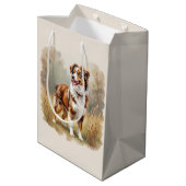 Australian Shepherd Dog Red Merle Aussie ミディアムペーパーバッグ (裏面アングル)