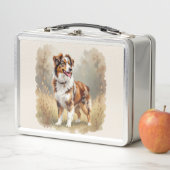 Australian Shepherd Dog Red Merle Aussie メタルランチボックス (インサイチュ)
