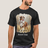 Australian Shepherd Dog Red Merle Aussie Dad Tシャツ (正面)