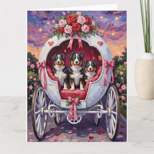 Australian Shepherd Dog Valentine's Day  カード (正面)