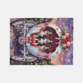 Australian Shepherd Dog Valentine's Day  フリースブランケット (正面(横))