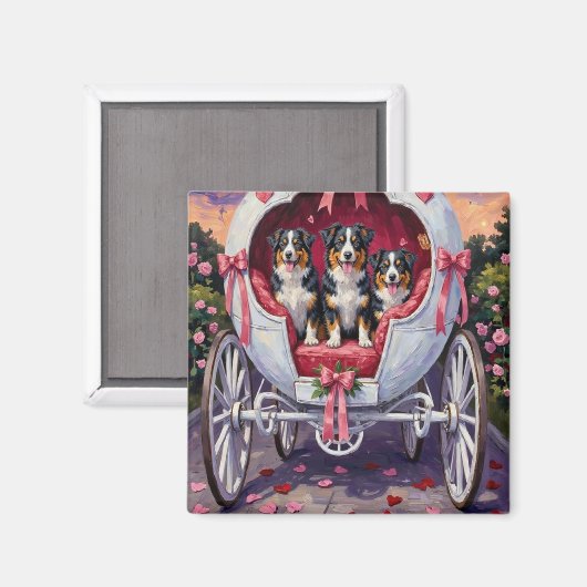 Australian Shepherd Dog Valentine's Day  マグネット (正面/裏面)