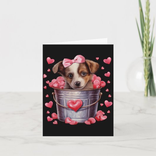 Australian Shepherd Dog Valentines Puppy Love Hear カード (正面)