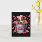 Australian Shepherd Dog Valentines Puppy Love Hear カード (黄色い花)