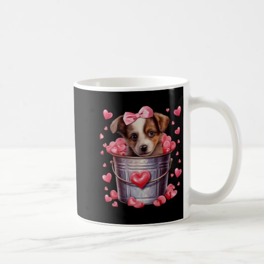 Australian Shepherd Dog Valentines Puppy Love Hear コーヒーマグカップ (右)