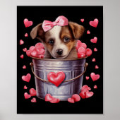 Australian Shepherd Dog Valentines Puppy Love Hear ポスター (正面)